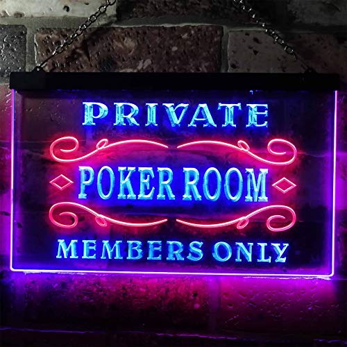 Private Poker Room Members Only Dual LED Neon Light Sign